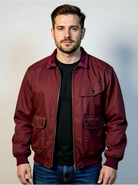 Abercrombie & Fitch Vintage Bomber Jacket Mens Large 90s Y2K Wool Lined Maroon